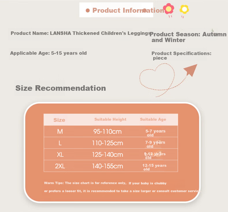 Langsha Children's Thickened Fleece-Lined Thermal Leggings Girls Autumn Winter Striped High-Waist Tights for Older Kids 9