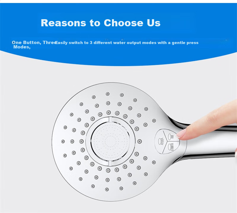 FAENZA Shower Pressure Boosting Handheld Shower Head Three-Piece Set with Rain Shower Head And Button Control F3C9801C 6