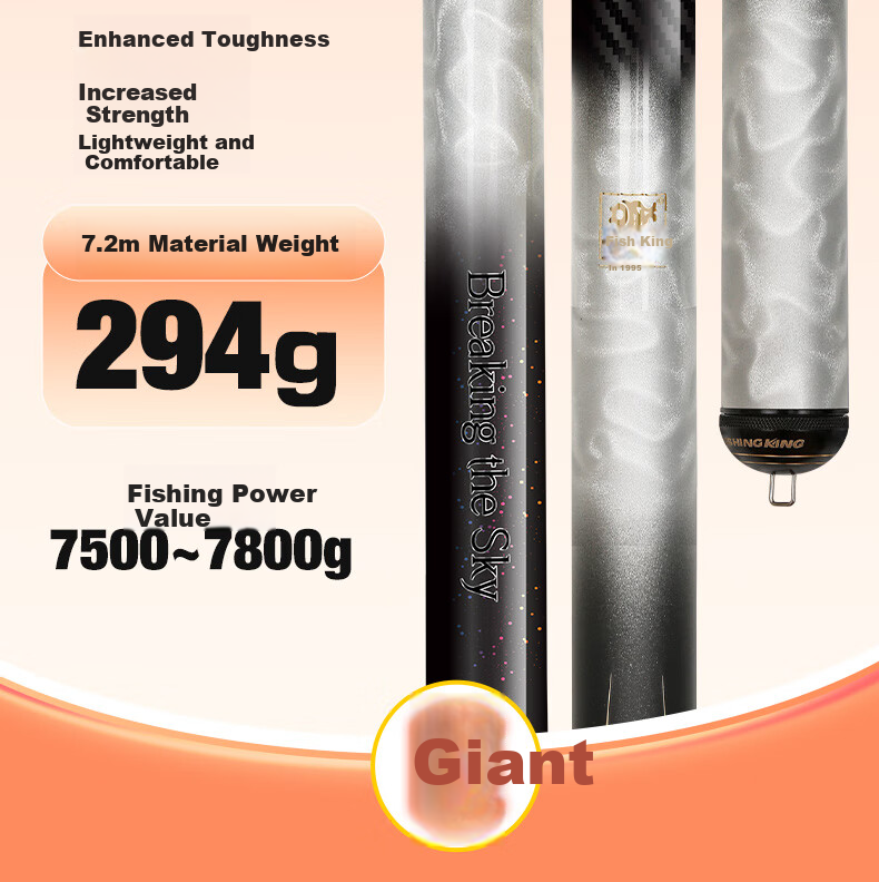 Diaoyuwang Lightweight Giant Fishing Rod for Sturgeon, Bighead Carp And Silver Carp, Platform Fishing Hand Rod, Ultra-Light Hard Fishing Pole, Fishing Tackle Supplies 3