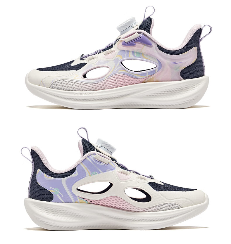 ERKE Children's Shoes, Boys' Sandals for Older Kids, Hollow Fashionable Closed-Toe Frame Shoes, Erke White/navy Blue, Size 36 44