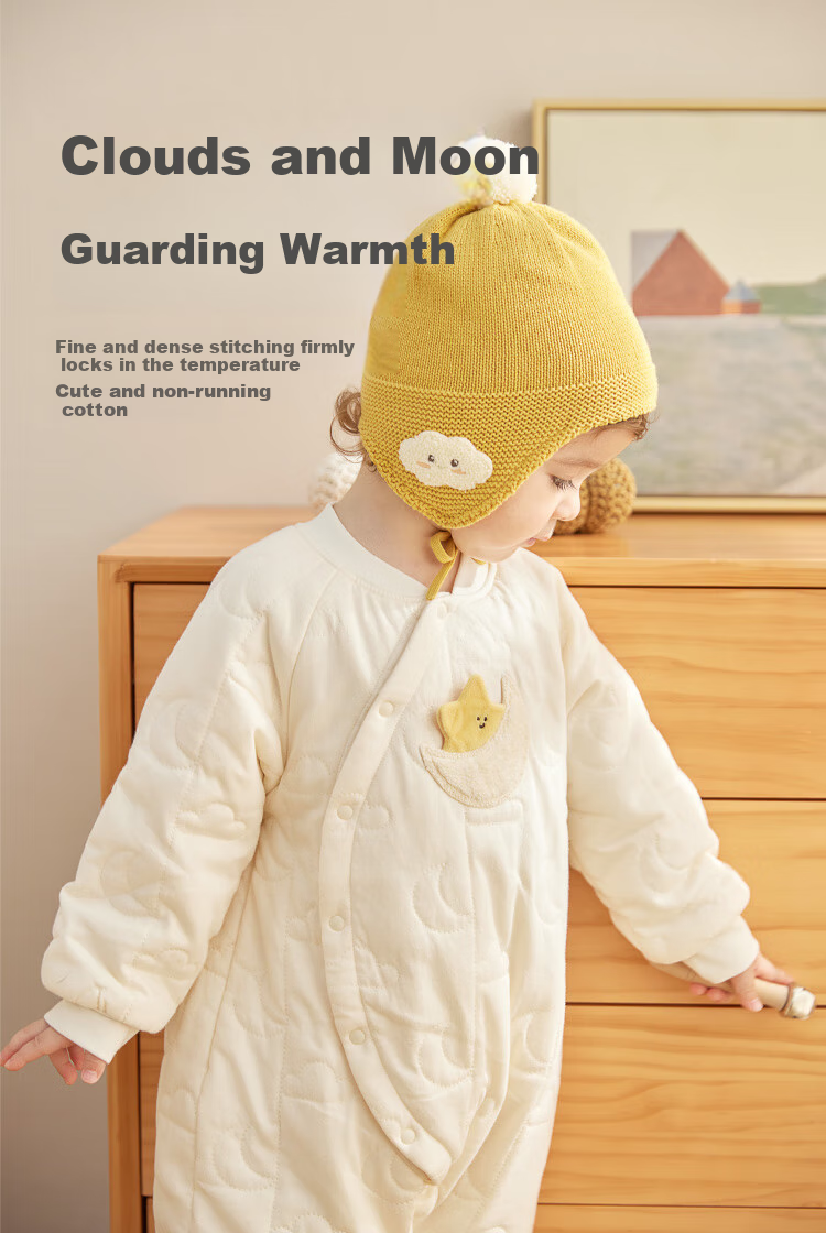 Wismorni Baby Cotton Clothing, Autumn And Winter Newborn Warm Onesie, Three-Layer Padded Jacket, Outdoor Winter Outfit 5