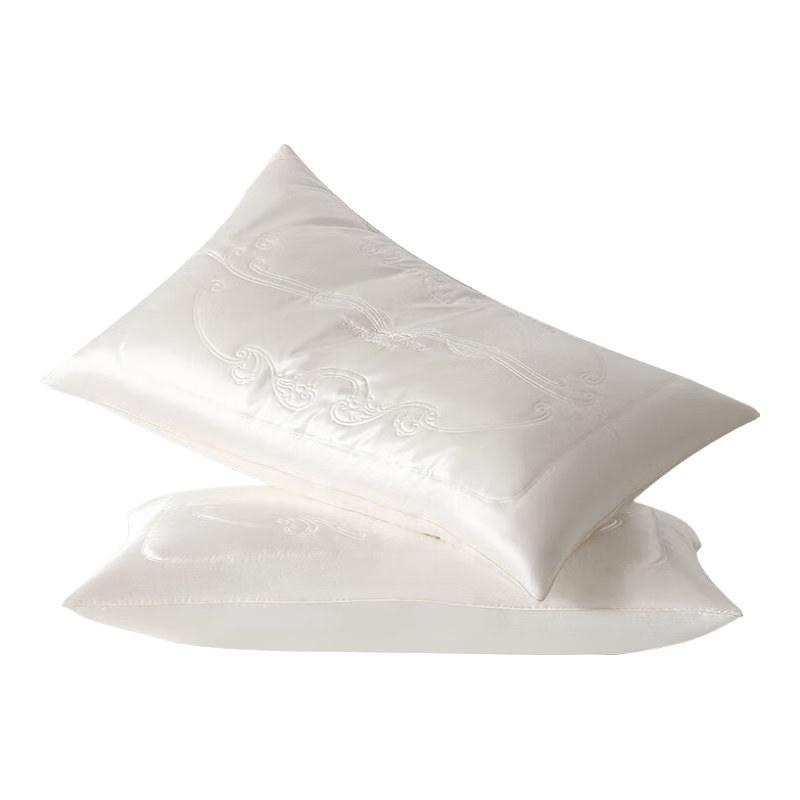 Shuixingjiafang Silk Pillow, Class A Antibacterial Fabric, Cervical Spine Protection, Washable Silk Pillow Core, Home Use, One Pair, 74*48cm