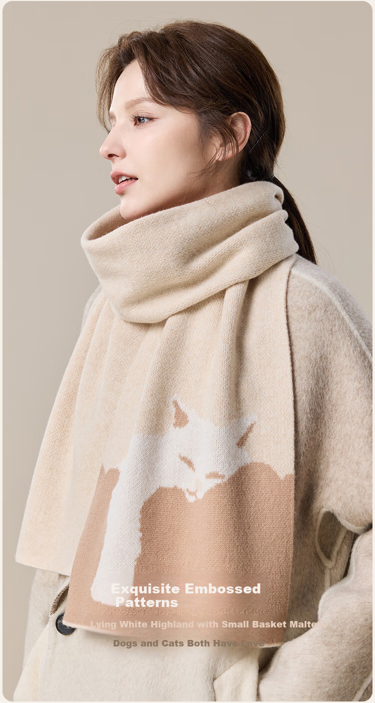 JIUMU Pure Wool Scarf for Women, Autumn And Winter Neck Warmer, Ladies' Warm Shawl, Gift for Women on Mid-Autumn Festival Or Birthday, Gift Box Packaging 4