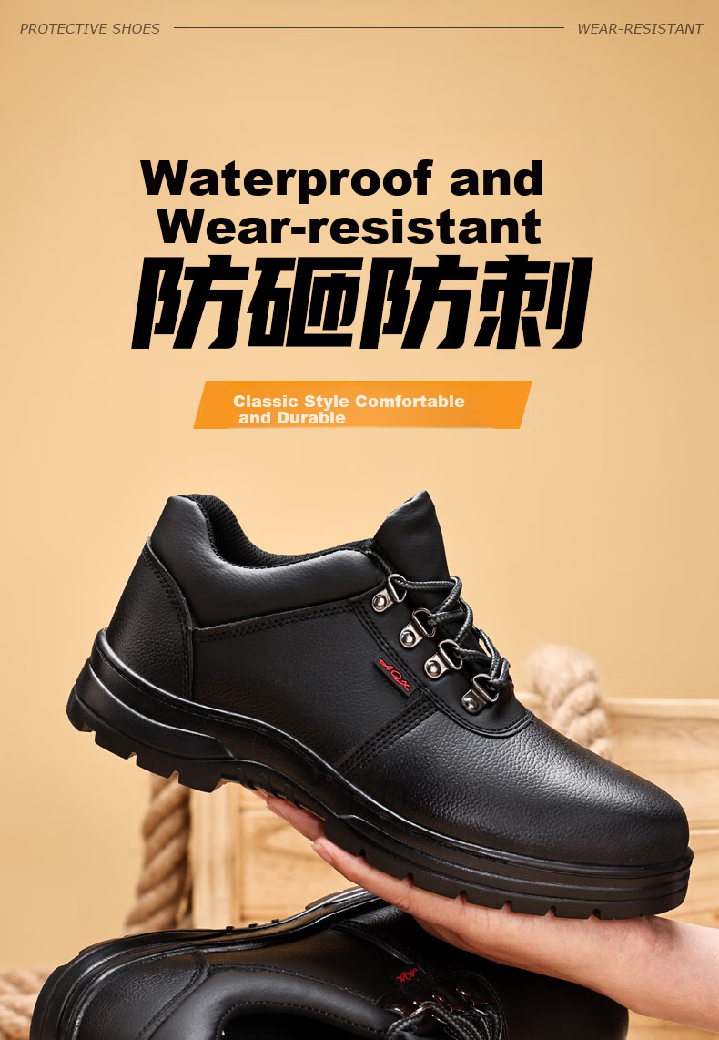 GUYISA Safety Shoes for Men, Steel Toe Cap, Puncture-Resistant, Waterproof, Dustproof, Comfortable, Wear-Resistant, Construction Site Work Boots 876 Size 36 1