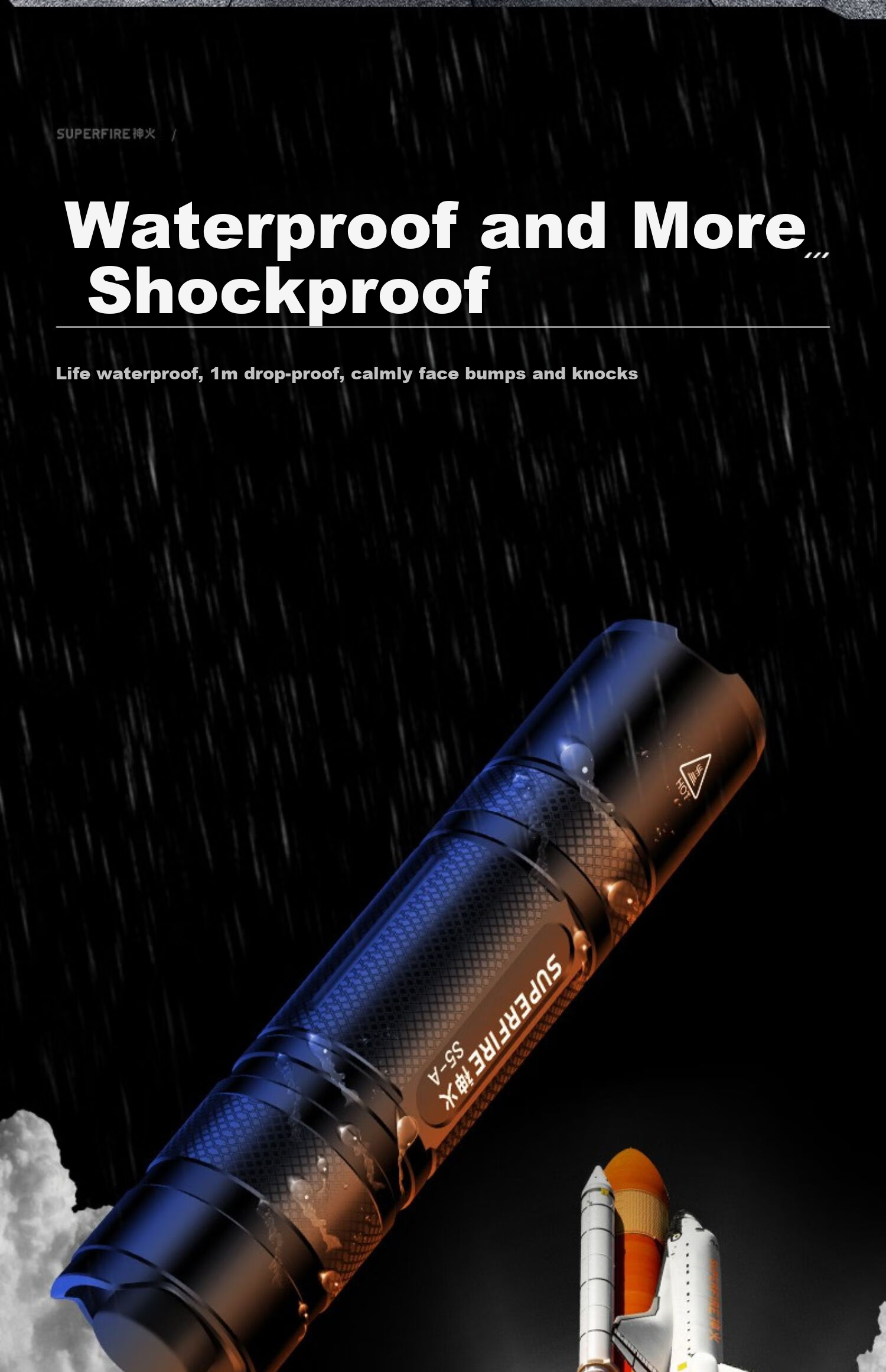 SupFire S5-A High-Power Flashlight, Ultra-Bright Compact Rechargeable LED Light for Home And Outdoor Use, Mini Portable Long-Range Multi-Functional Illumination, Waterproof, Suitable for Cycling, Long Battery Life of 7 Hours 10