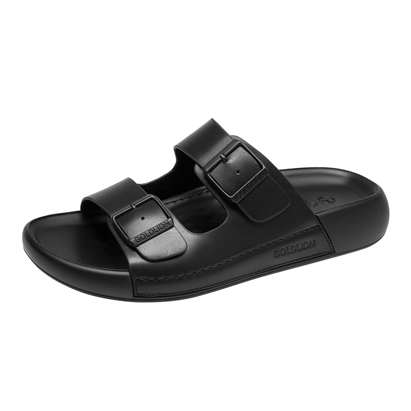 Goldlion Men's Beach Sandals Summer Wearable New Trendy Casual Slippers G596520055AAF Black Size 39