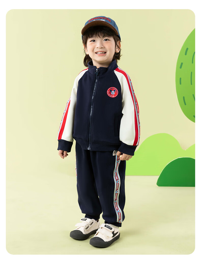 Disney Children's Clothing Spring And Autumn New Style Boys Casual Versatile Comfortable Warm Cartoon Jacket Set Navy Blue 90 13