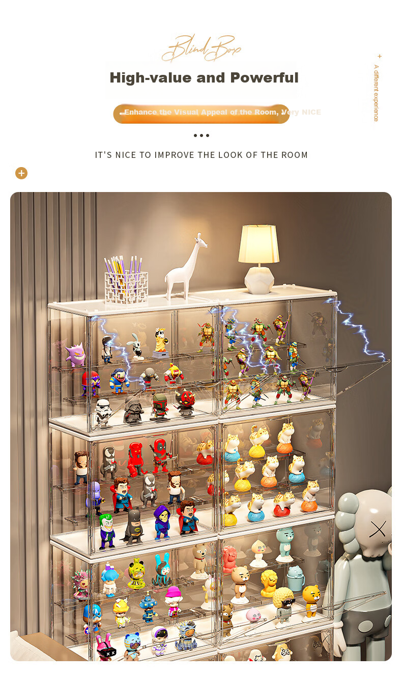 Anerya Action Figure Storage Box, Pop Mart Blind Box Display Case, Toy Display Stand, Transparent Three-Step 1-Piece Set 6