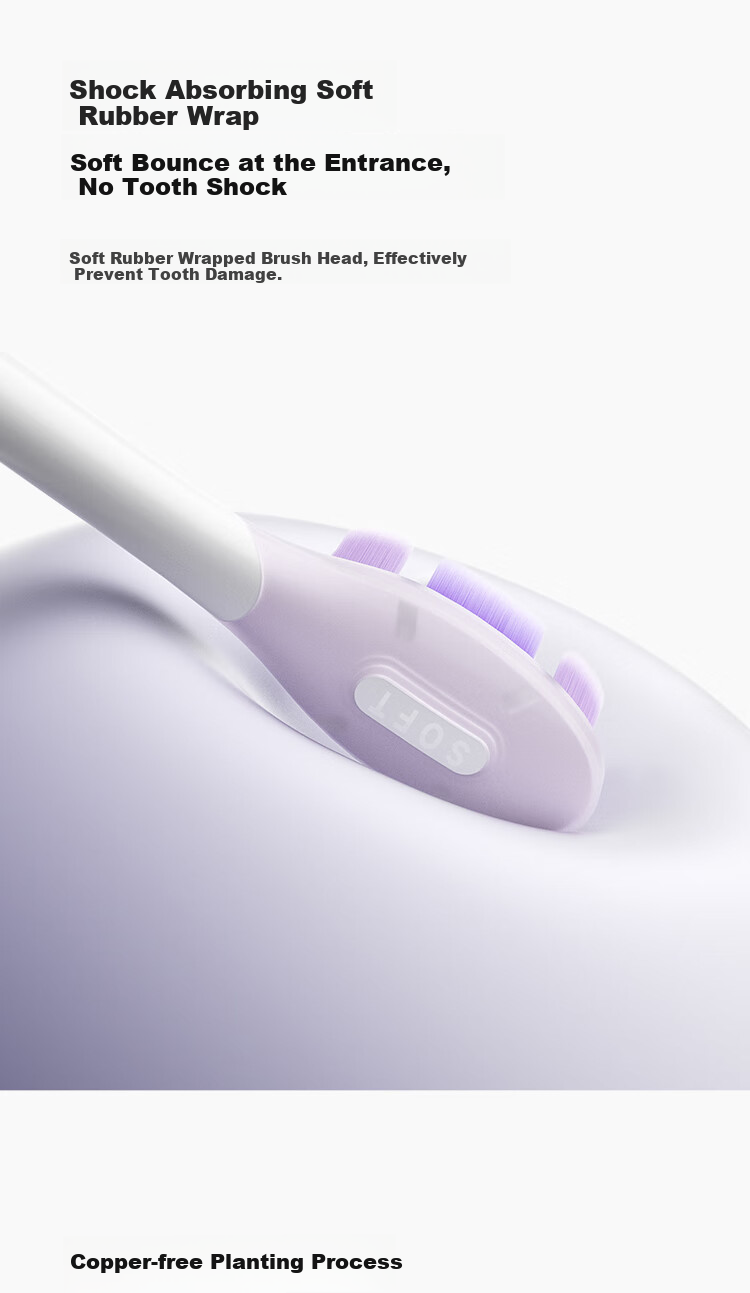 Mijia Xiaomi, Mijia Shock-Absorbing Cleaning Brush Heads, 3-Pack, Compatible with Basic Vibration/Sweep Vibration Pro/Servo Vibration Electric Toothbrushes, Birthday 2