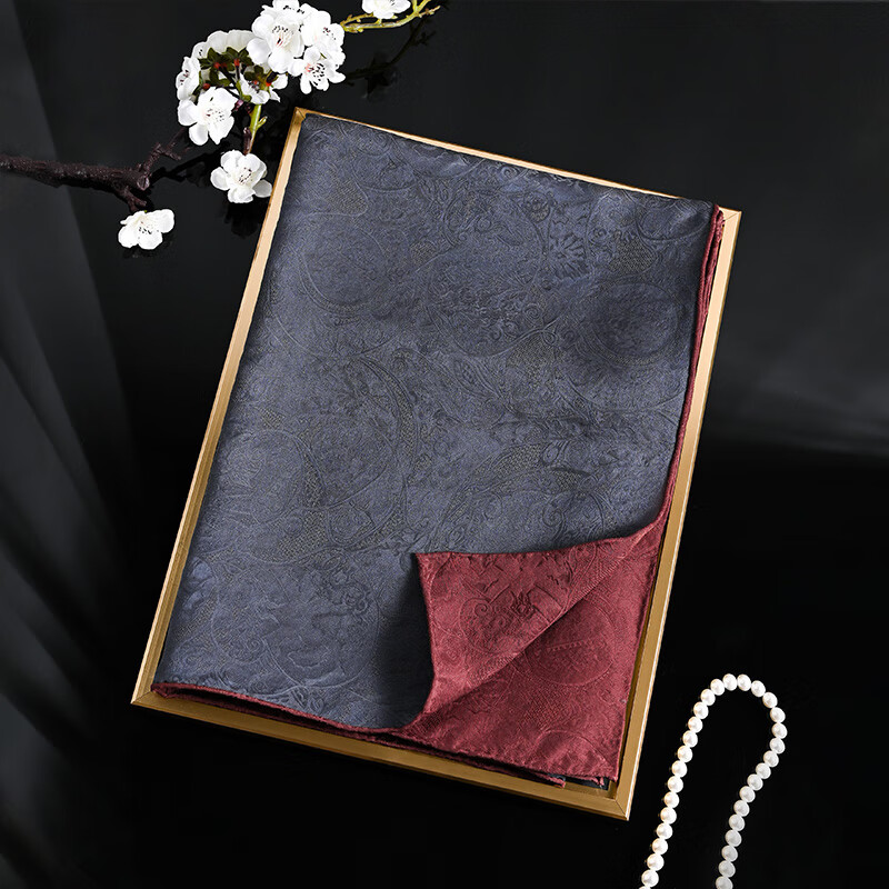 Hangsi Mansion Pure Silk Mulberry Silk Scarf Inner Wear Square Scarf Gift for Mom Women's Day Birthday Luxury Gray Floral