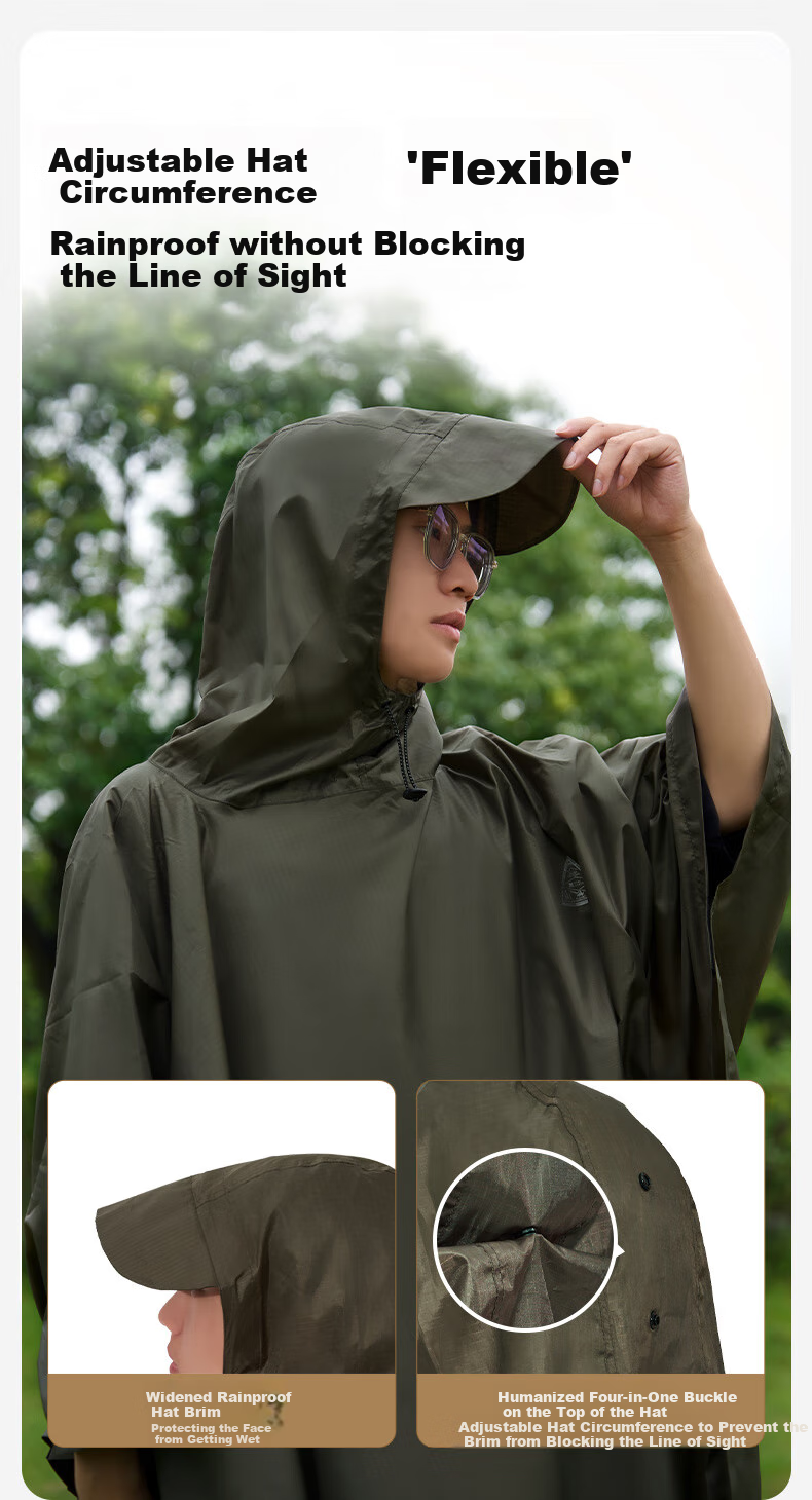 MOBIGARDEN Outdoor Camping Hiking Ultra-Light Multifunctional Rain Poncho, Raincoat, And Sunshade Three-In NX23667004 Lemon Gree 10