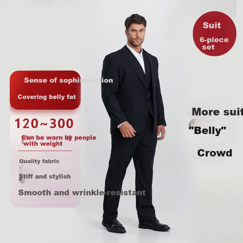 Dibinze Plus Size Suit Set for Men, Loose-Fitting Large Size Formal Wear Jacket for Overweight Grooms And Groomsmen Wedding Attire