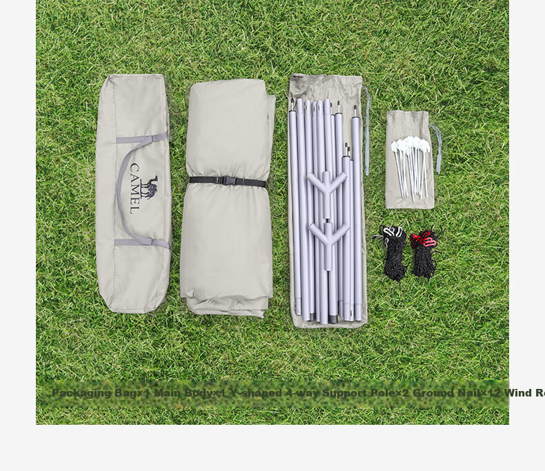 CAMEL Triforce Sky Dome Tent, Large Outdoor Camping Black Tarpaulin, Sun Protection Beach Canopy, Complete Set of Equipment 23
