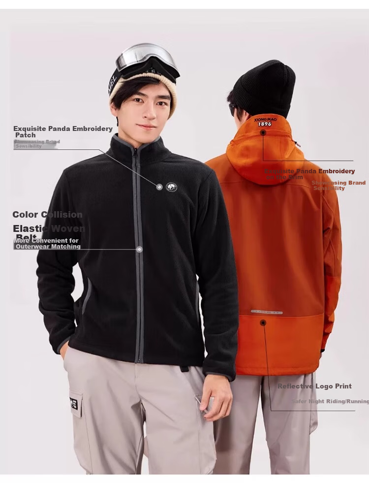 CAMEL Panda Outdoor Three-In Orange Jacket for Men And Women, Windproof Waterproof Triple-Protection Coat Hiking Outfit R611 25