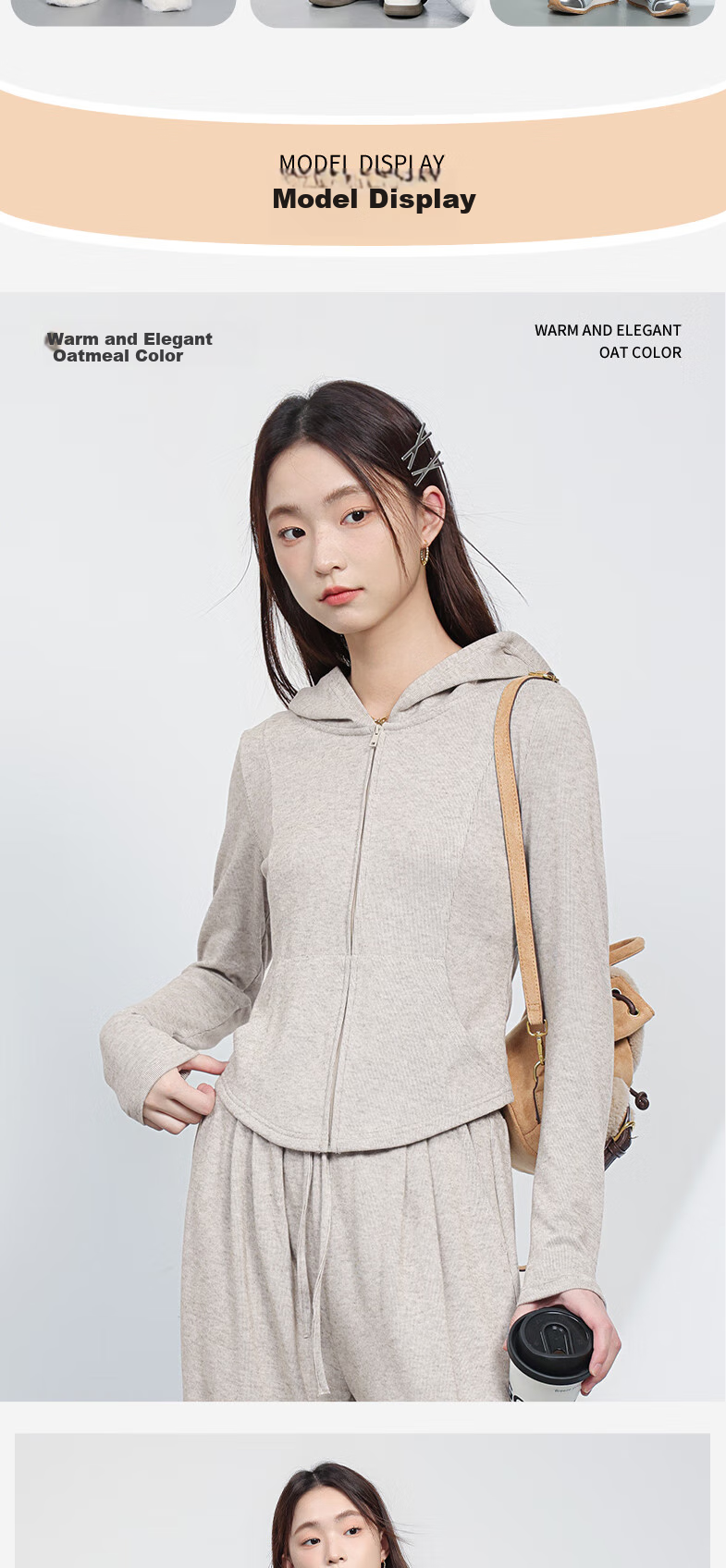 MJ STYLE Faux Cashmere Hooded Slim-Fit Cardigan Jacket for Women, New Spring And Autumn 2026 Short Style Waist-Cinching Slimming Elegant Versatile Top 12