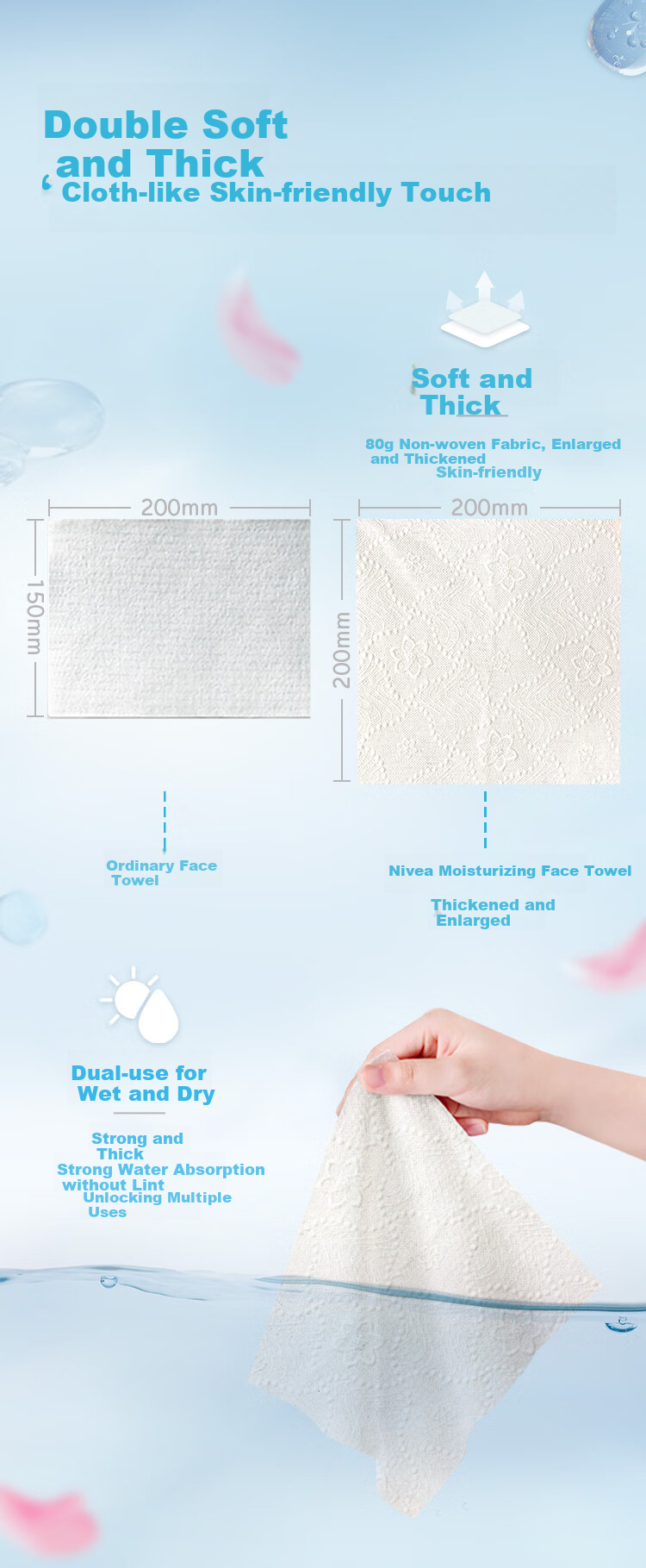 Nepia Premium Facial Cleansing Wipes, 70 Sheets*8 Packs, Pull-Out Hanging Type, Disposable Facial Wipes, Extra Large And Thick Face Towels 2