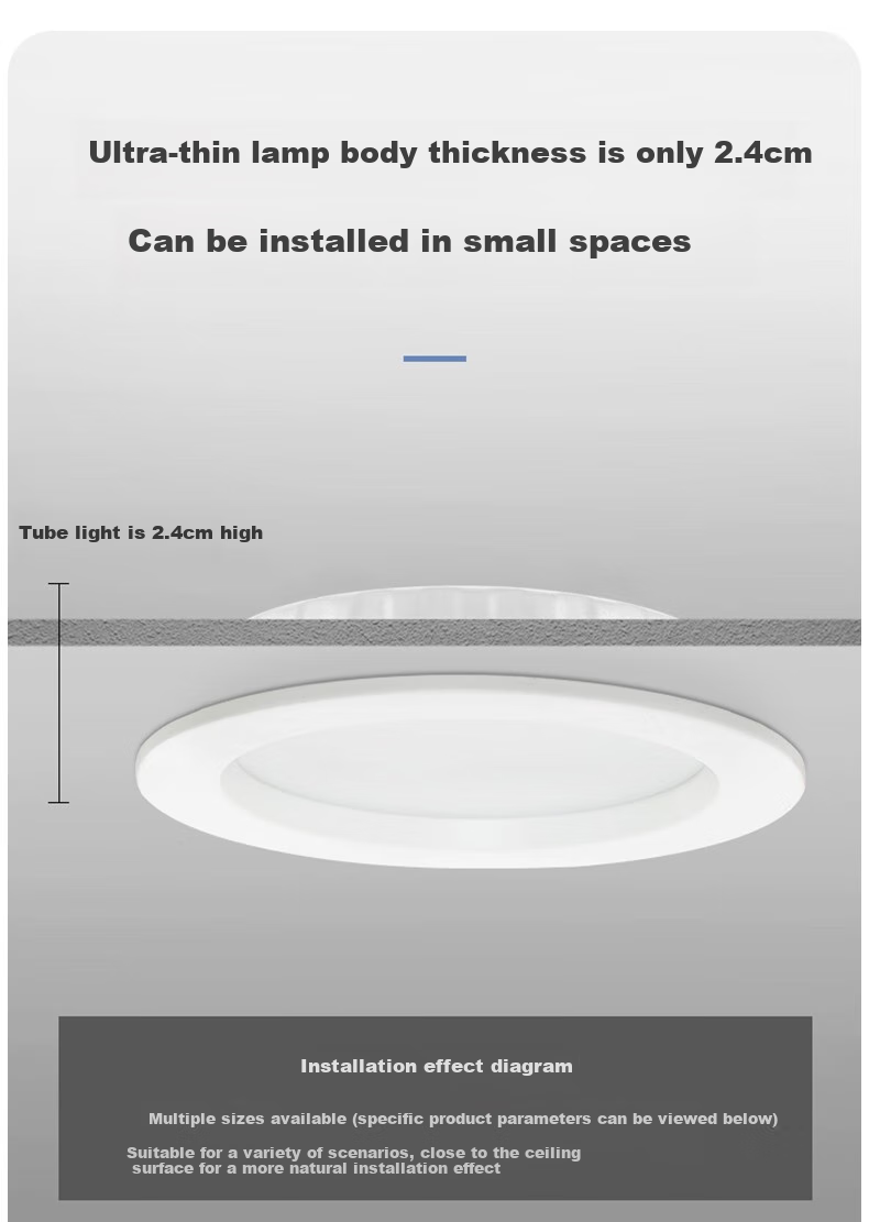 Dengling LED Recessed Ultra-Thin Downlight, 9W Cool White, Super Bright Energy-Saving, for Office Buildings, Home Use, Commercial Properties, Industrial Projects, Round Ceiling Light, Cut-Out 8.5-10cm, Single Pack 2
