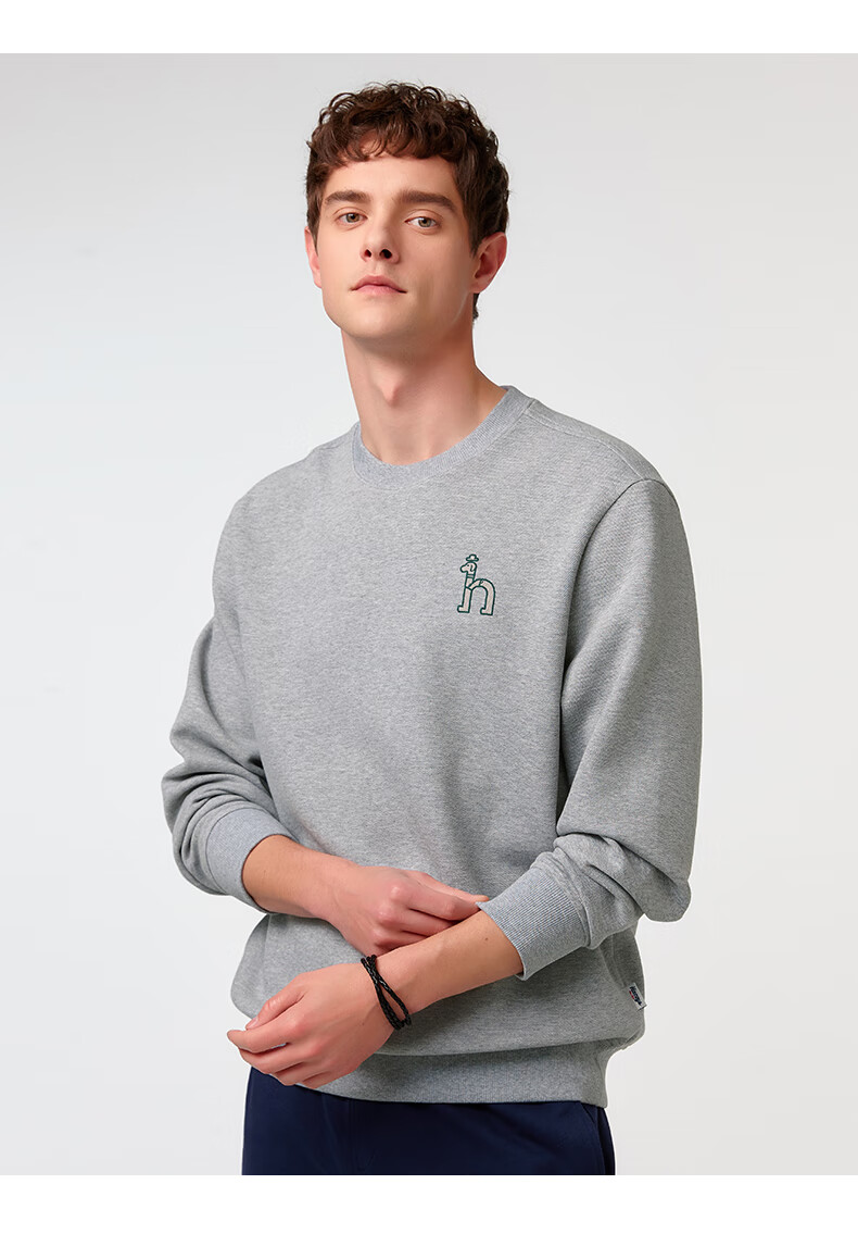 HAZZYS Men's Clothing, Long-Sleeve T-Shirt Casual Sweatshirt ABTZE0CAX68, Gray GE, 2XL (185/104A52) 9