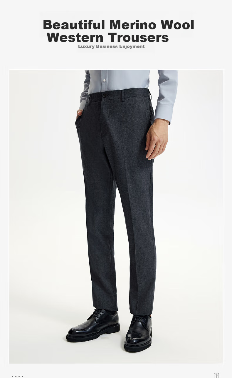 Goldlion [Pure Wool] Spring And Summer Men's Dark Twill Jacquard Slim Fit Business Formal Dress Pants 27