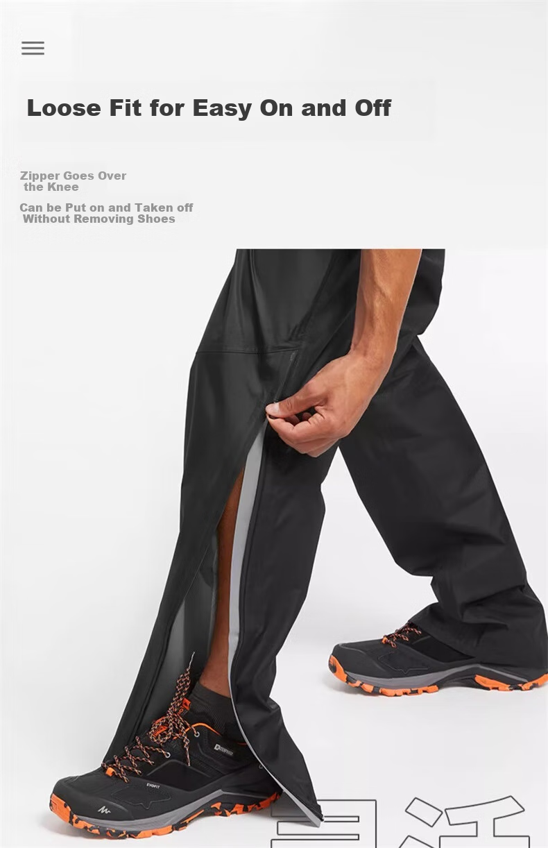 DECATHLON Men's Windproof Outdoor Lightweight Pants, Hiking Rain Trousers, Loose Fit MH500 Men's - Black XS 2715542 6