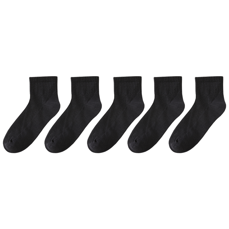Hodo Children's Socks, Boys And Girls Black And White Cotton Socks, Student Socks, Sports Mesh Socks, Mid-Calf Cool Socks, W5021 Set of Three, Size 20-22