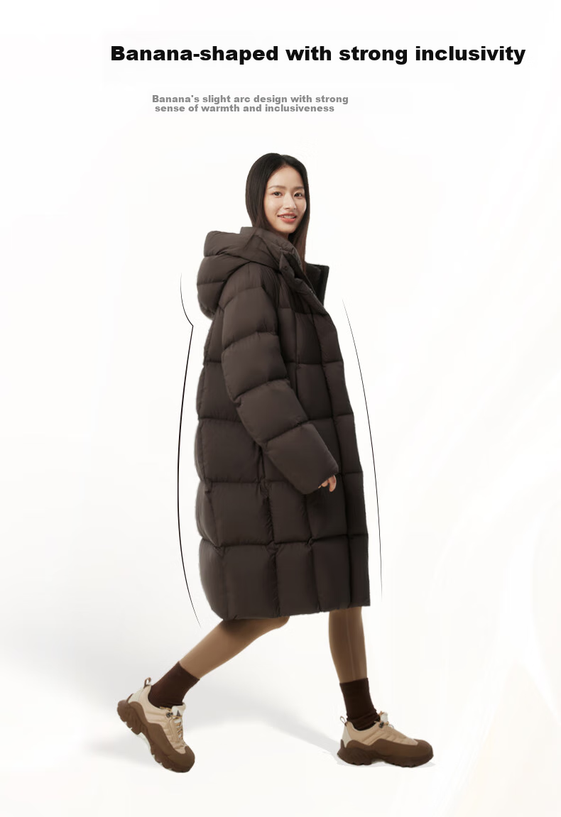 Tanboer Women's Mid-Length down Jacket, Fashionable Casual Versatile Warm Thick Hooded Puffer Coat 530780D Pine Brown 160 10
