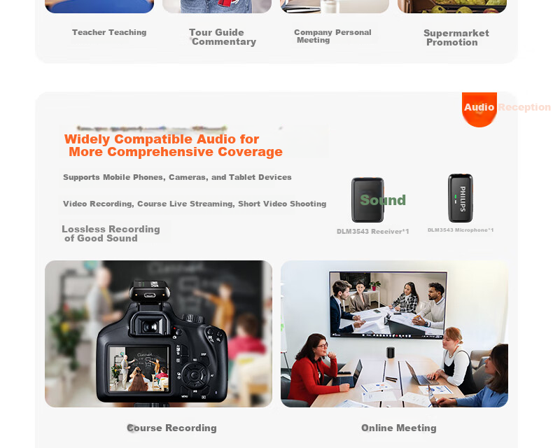 PHILIPS Clip-on Mini Wireless Amplifier Teacher Microphone Bluetooth Speaker 3552G1 Long Battery Life 10