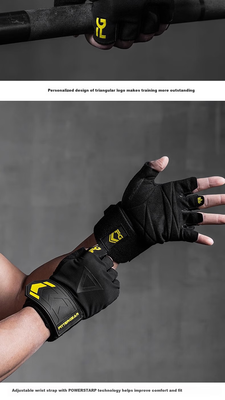 FITTER GEAR Fitness Gloves with Wrist Guards for Pull-Ups, Bench Press, And Deadlifts - Non-Slip Anti-Chafing Training Equipment for Me 5