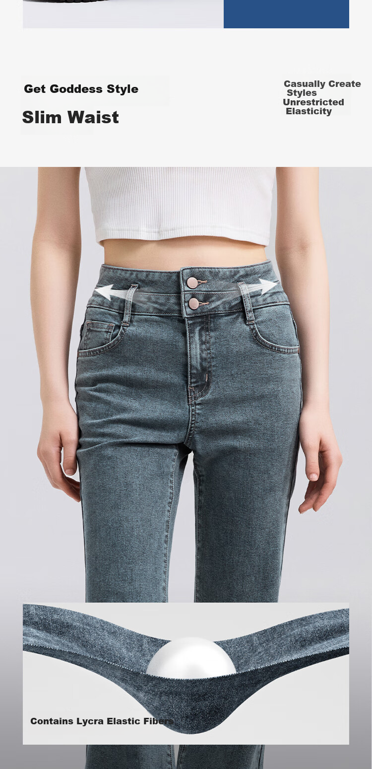 Semir Little Black Cow | Women's High-Waisted Split Jeans, Spring Soft Denim Flared Pants 109125124007 3