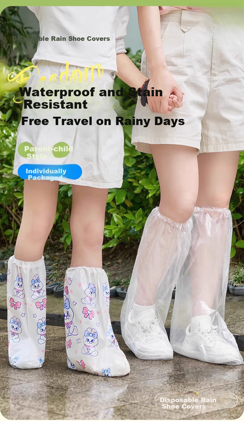 KUMBAZZ Waterproof Shoe Covers, Disposable Rain Shoe Covers, Thickened Long Rain Boots, Non-Slip Rain Boots for Adults, 5 Pairs 1