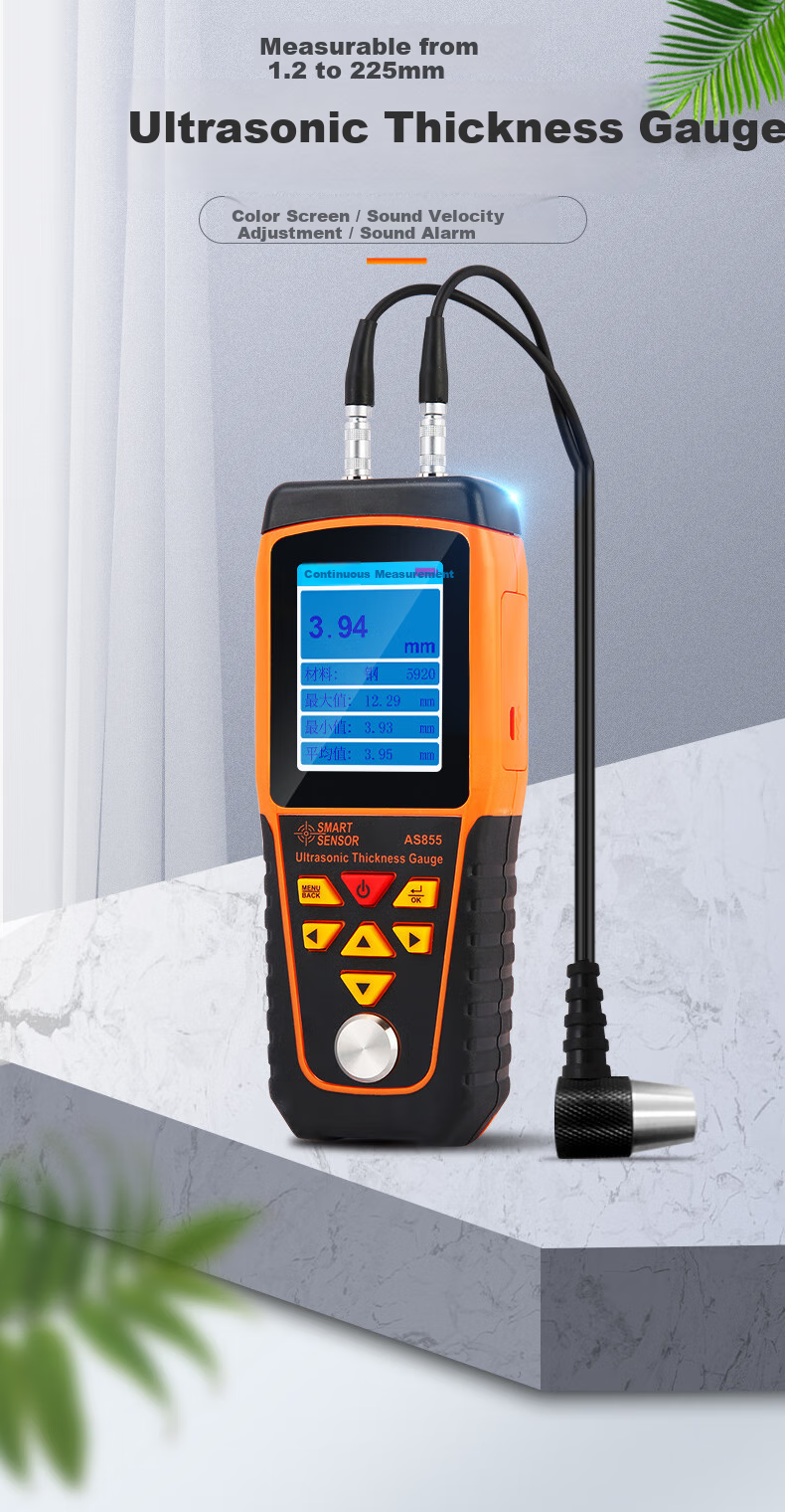 Xima Ultrasonic Thickness Gauge AS855, Steel Plate Iron Copper Metal Glass Ceramic Measuring Instrument, Thickness Detector 1
