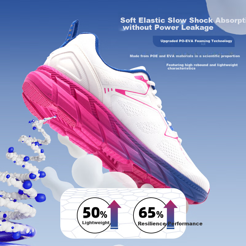 Huwaitegong R11 Shock-Absorbing Running Shoes, Breathable Jogging Shoes for Men And Women, Lightweight Sports Shoes for Aerobics And Jump Rope Exercises, Opal White, Size 41