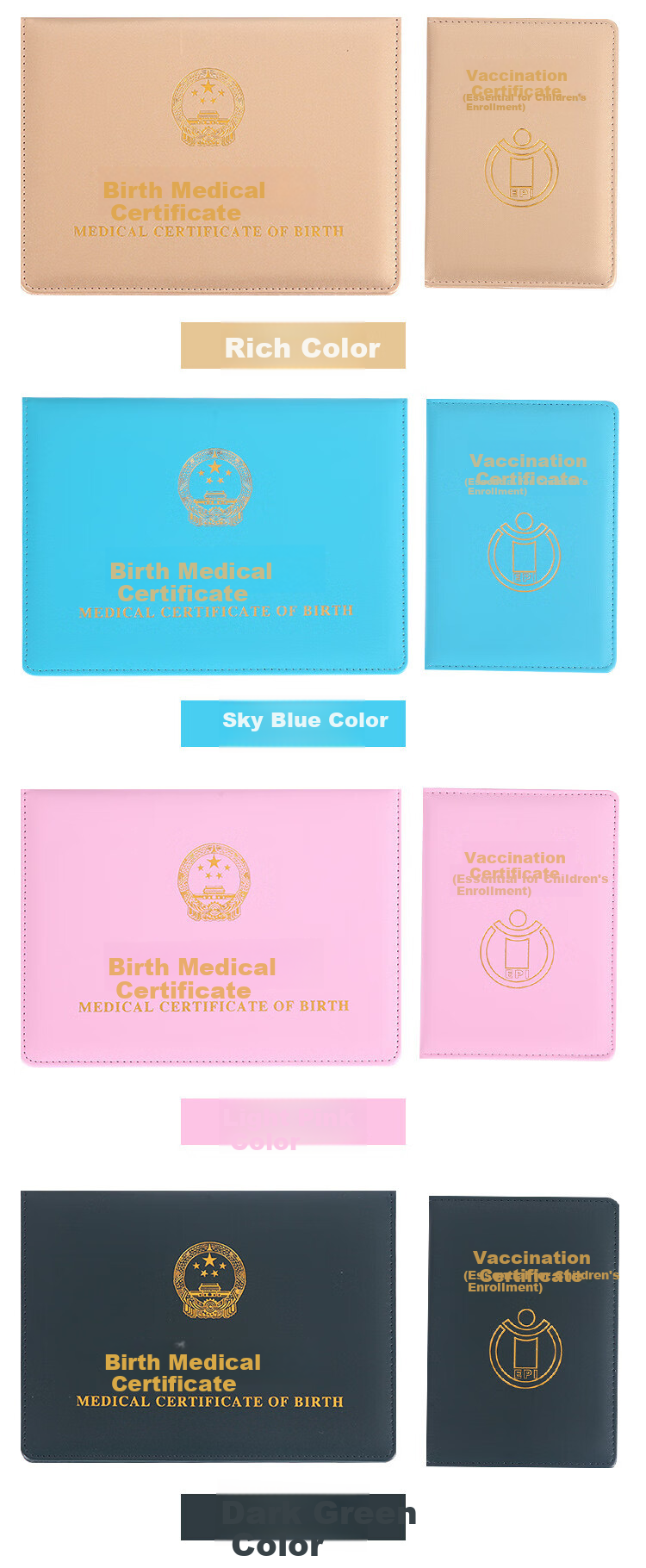 Siyicai Birth Certificate Protector (1 Pack), Thickened, Dark Green, Baby Medical Document Cover Sleeve 6