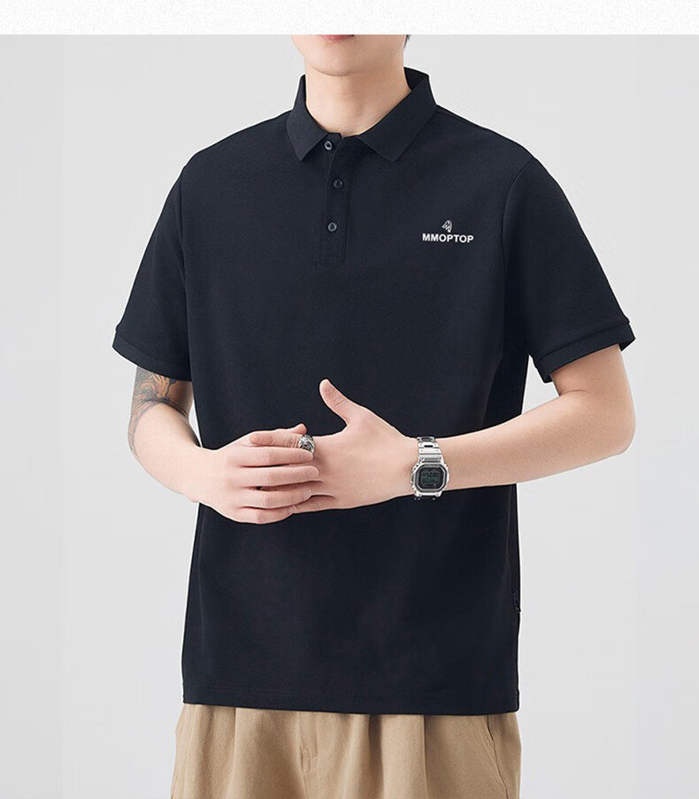 MMOPTOP Father's Day Suoluna Antibacterial Ice Silk Polo Shirt, Summer Men's Business Xinjiang Cotton Short Sleeve MP10 White M 19