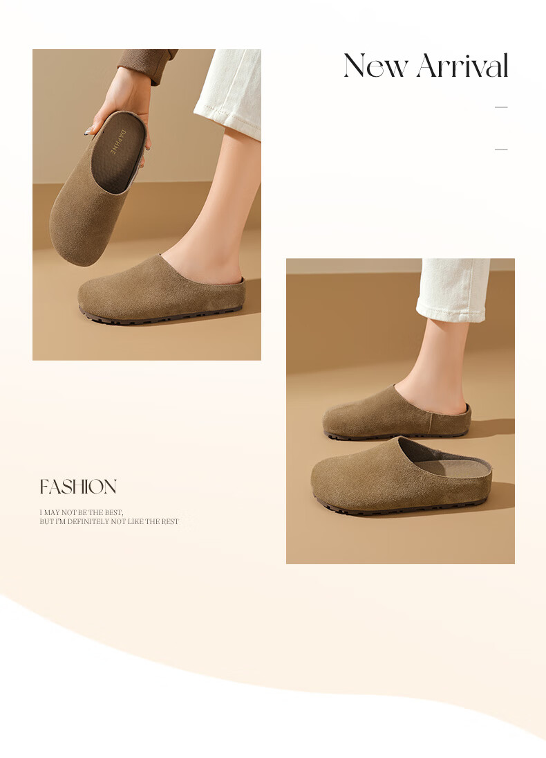 DAPHNE Women's Slip-On Shoes, Retro Style, Spring 2025 Collection, Thick-Soled Casual Closed-Toe Mules, Gray, Size 40 9