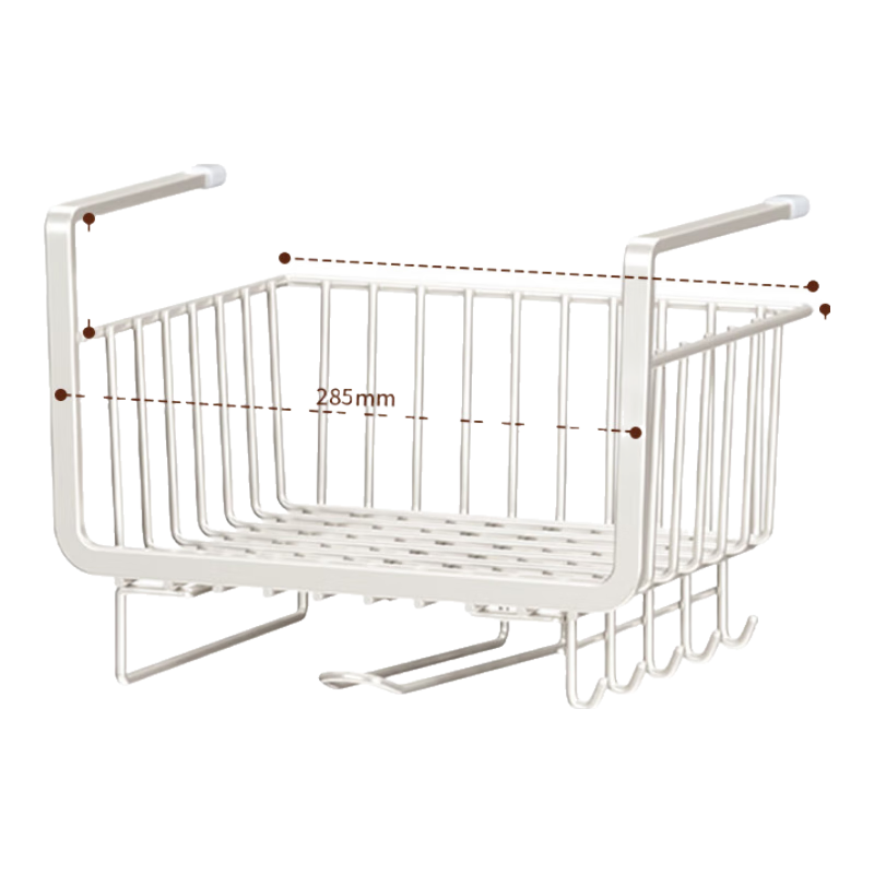 Baicaoyuan Kitchen Storage Rack, Hanging Cabinet, Multi-Functional Organizer, Suspended Layered Basket, Three-Row Cream White