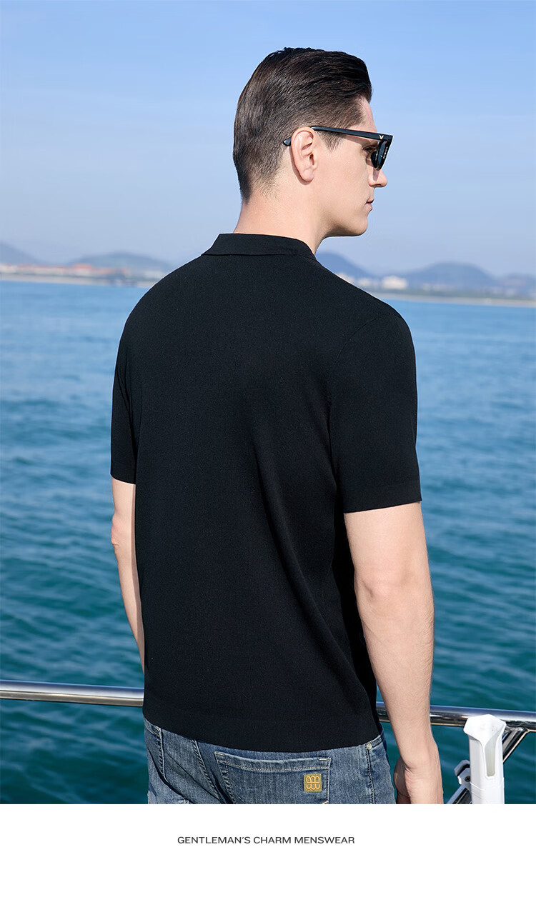 Andongniao [80% Long-Staple Cotton & Hollow Jacquard] Men's High-End Knitted All-Cotton Polo Shirt, Summer Short-Sleeve T-Shirt with Collar 13