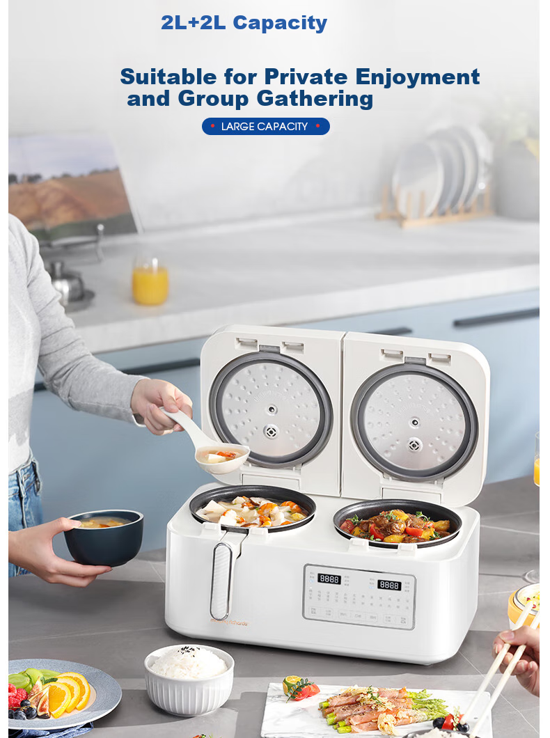 Morphyrichards Dual-Compartment Rice Cooker with Separate Rice And Soup Compartments, Multi-Functional Low-Sugar Small Two-In Rice Cooker And Soup Pot MR8501 White One's Member 12