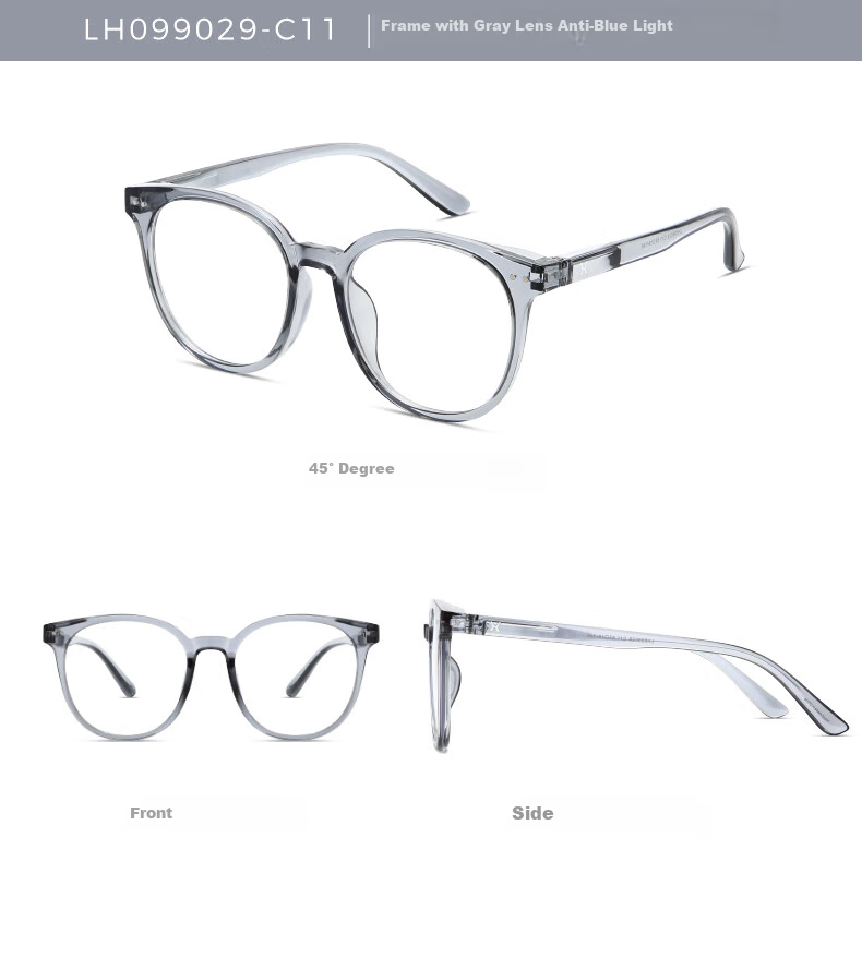 LOHO Ultra-Light Round Frame Glasses for Women, Suitable for Myopia, Cold Tea Color, Face-Slimming Effect, Bare Face Look, Blue Light Blocking, Frame with Prescription Zeiss Lenses 14