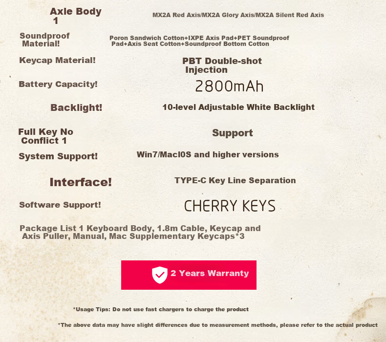 CHERRY KW300MX TKL Mechanical Keyboard, 81 Keys, New Vintage Wireless Hot-Swappable, Compatible with MACMINI, for Gaming And Office Use at Home, Pink/blue, Red Switches 11