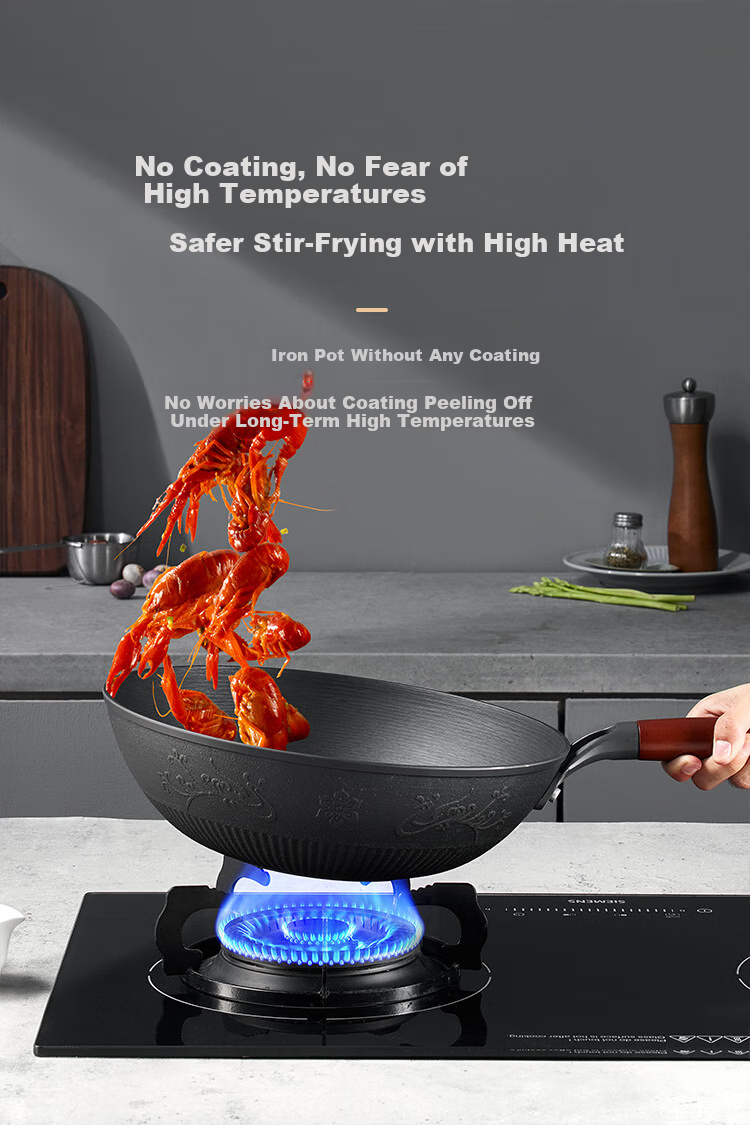 COOKER KING Cast Iron Wok, Flat Bottom Frying Pan, 30cm, Nitrided Anti-Rust, Suitable for All Stoves, Heritage CC30CG 5