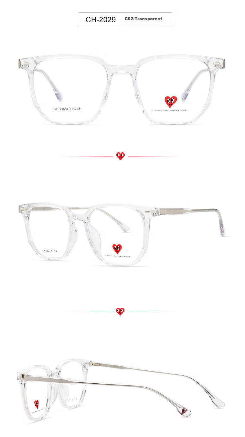 Chaersitaoxin Gradient-Colored Glasses Frame with Anti-Blue Light Lenses, Unisex Large Frame CH2029 for Myopia Correctio 10