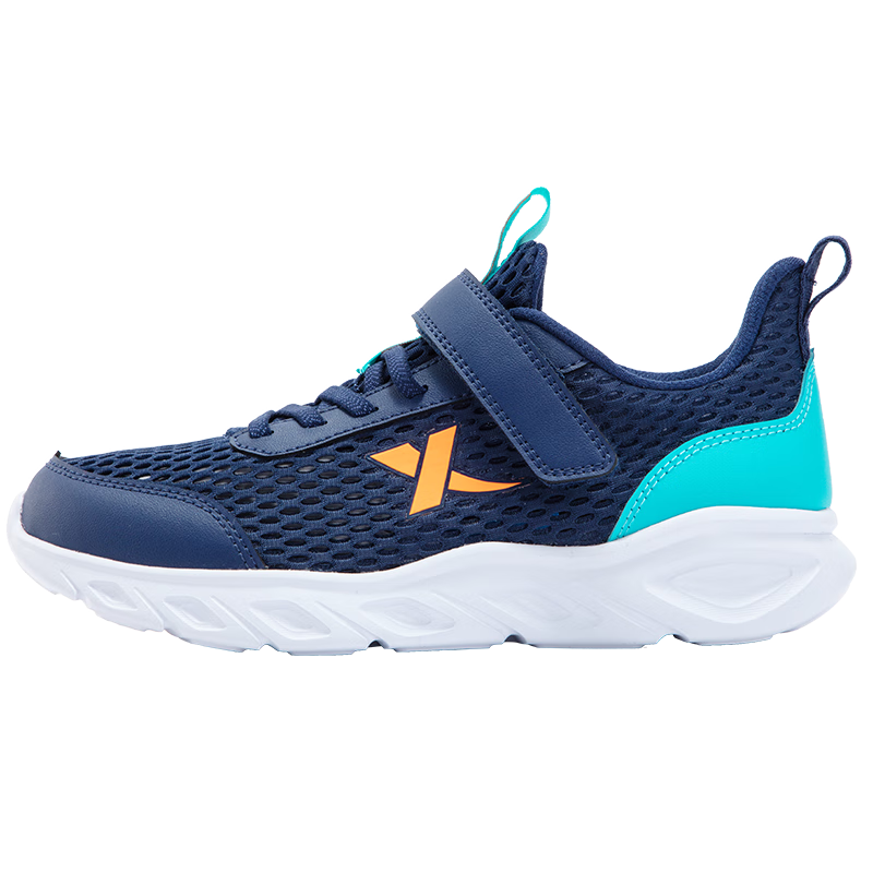XTEP Kids Boys Girls Big Mesh Velcro Running Shoes Deep Blue/Bay Blue Size 38