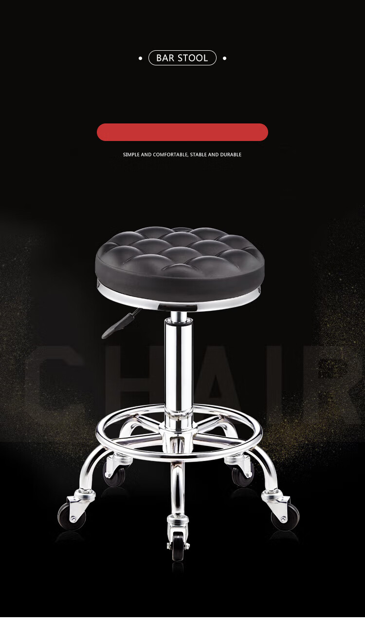 Huakaizhixing Bar Stool, Adjustable Height Office Swivel Chair, Bar Stool, Beauty Salon Laboratory Reception Chair, HK301 Black 3