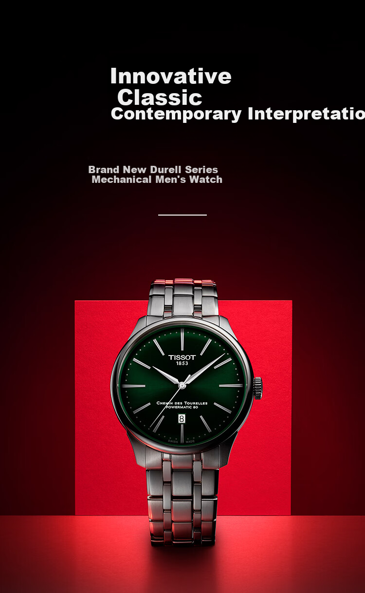 TISSOT New Le Locle Series Men's Watch, Swiss Automatic Mechanical Men's Steel Strap Business Watch, Birthday Gift 1