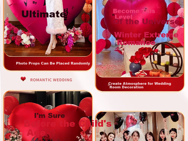 Jiashigao Extra Large Heart-Shaped Balloon for Proposal, Engagement, Wedding, Indoor Atmosphere Decoration, Wedding Room Decor 8
