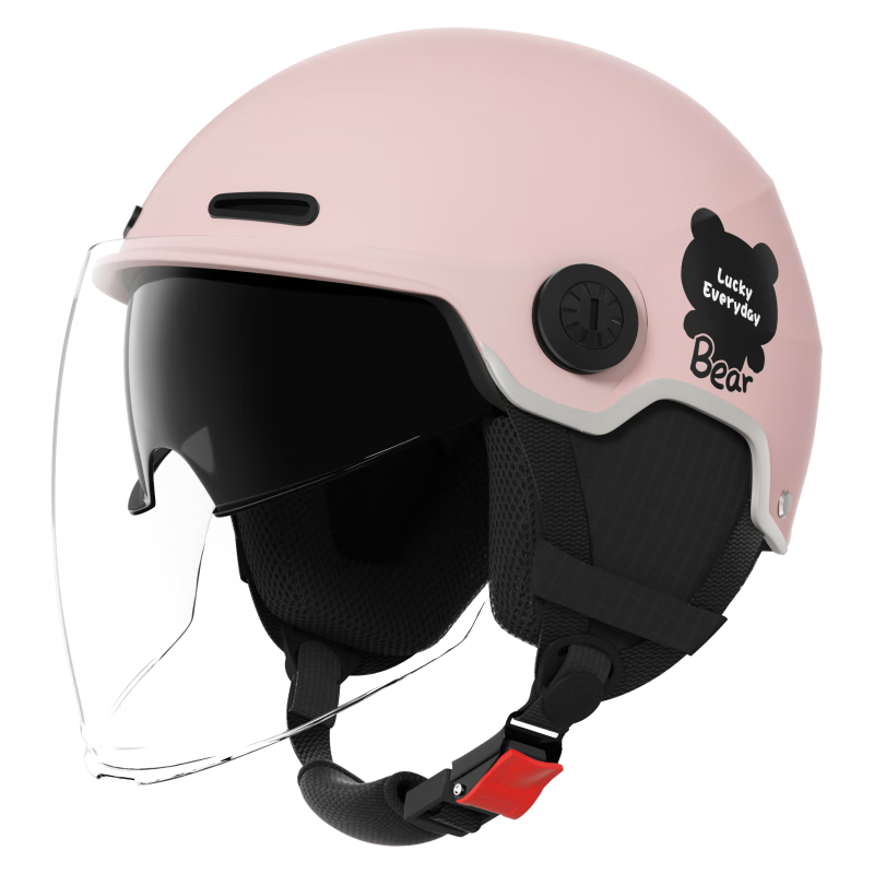 Forever New National Standard 3C Certified Electric Vehicle Helmet Electric Bike Helmet Women Men Summer Full Helmet Motorcycle Half Helmet Four Seasons Safety Helmet C06 Soft Matte Pink [Dual Lenses 