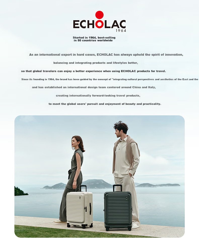 Echolac Front-Opening Luggage with Expandable Handle, High-Quality TSA Travel Suitcase PC183F 24-Inch Milk Tea Gray 19
