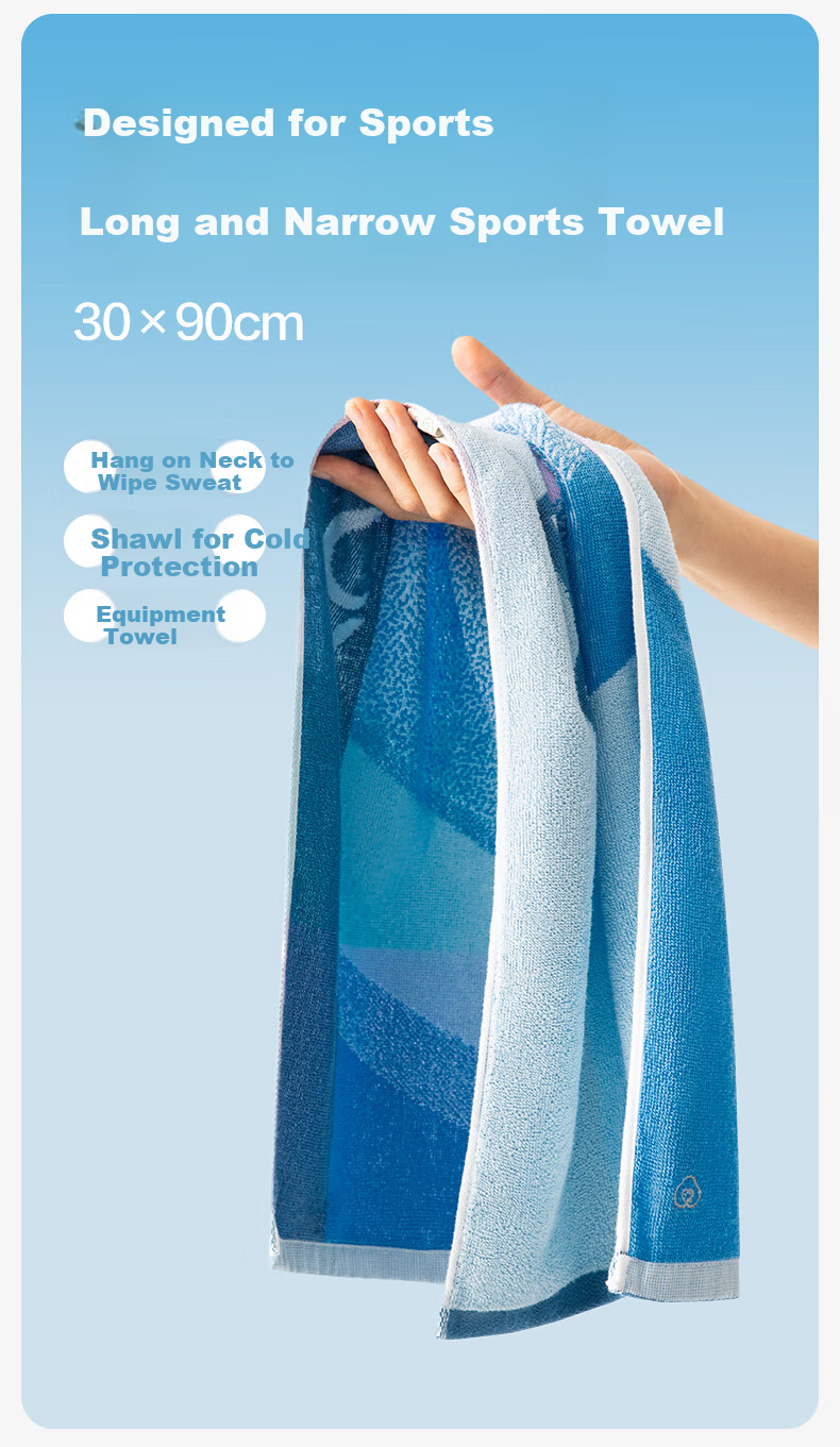 PurCotton Towel, Pure Cotton, for Sports, Running, Fitness, Quick-Drying, Extra Large, Absorbent, Antibacterial, Anti-Mite, Sweat-Wiping, Energy-Boosting Purple, 30*90cm 7