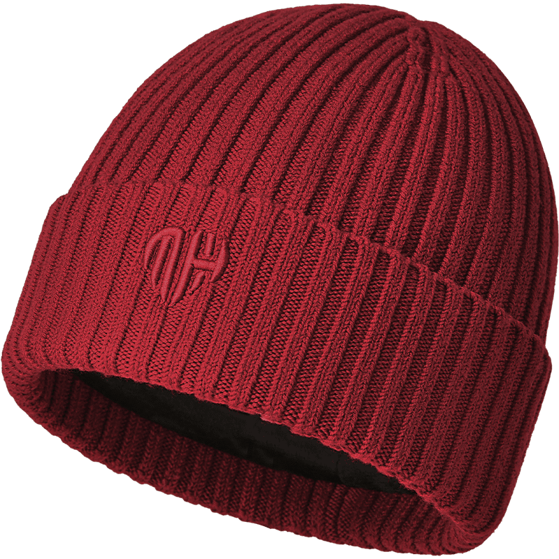 HLA Men's Wool Blend Hat, Autumn And Winter Warm Fleece-Lined Knitted Cap for Men And Women, Zodiac Year Qiwei Red